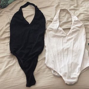 Black and white halter top onesie